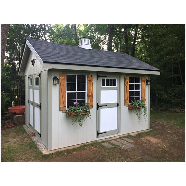 【Storage Shed】【BS】10'x12' Resin Outdoor Storage Shed with Shutters, Windows & Skylights for Garden Patio