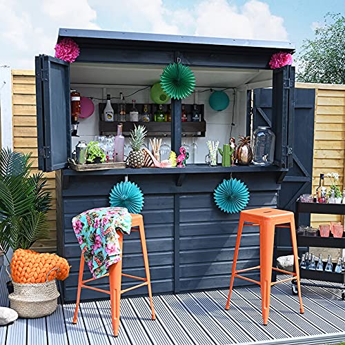 Outdoor Garden Bar, 6' x 3' Forest Wooden Shiplap Pent Garden Bar