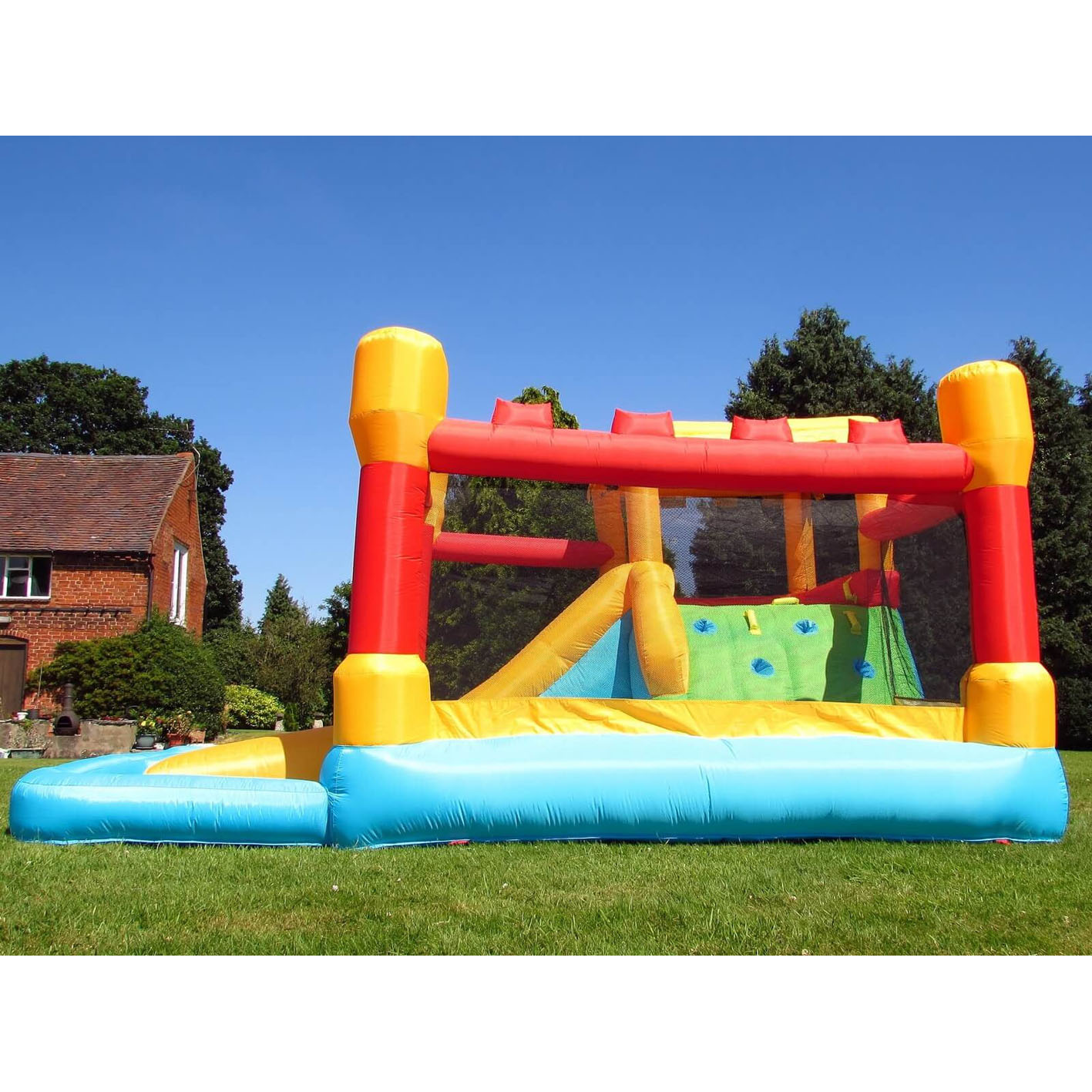The BeBop Fortress needs no introduction. Attach the water tubing supplied and turn this bouncy castle and slide into a wild water park in a matter of minutes. The lifting drawbridge is a great addition to this all year round favourite.    - Bouncy c