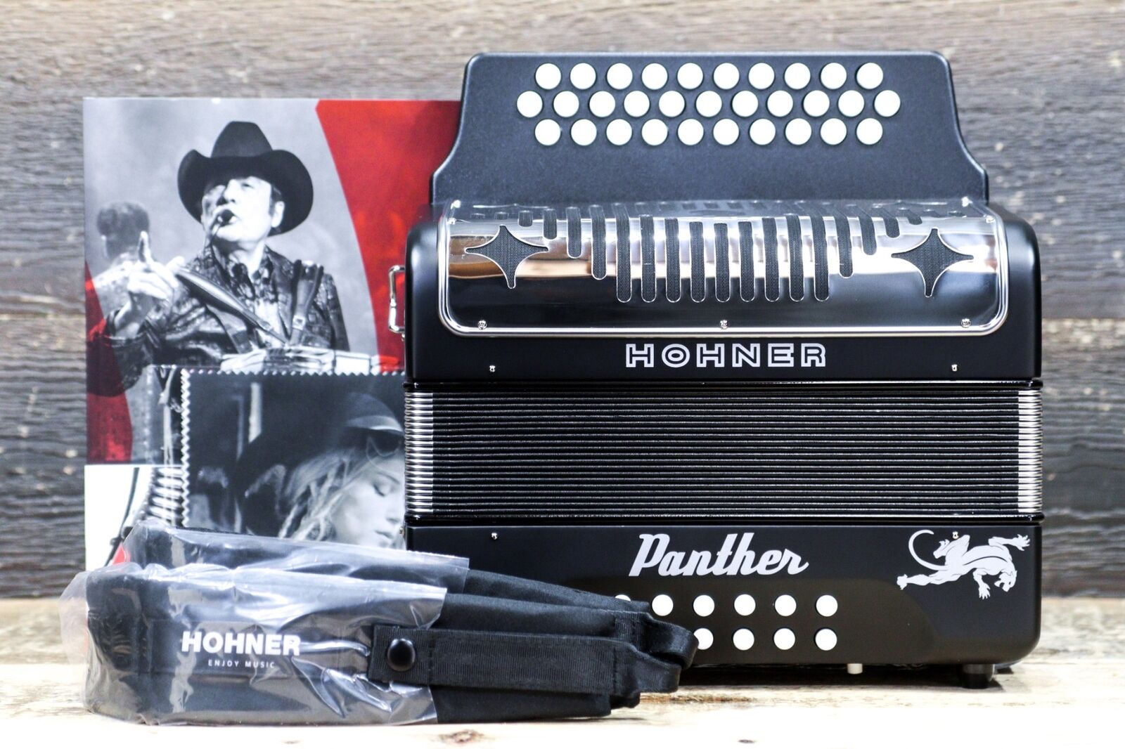 HOHNER 3100FB Accordion, 12x7.5 in, Matte Black, FBE Key, Straps and Book Included