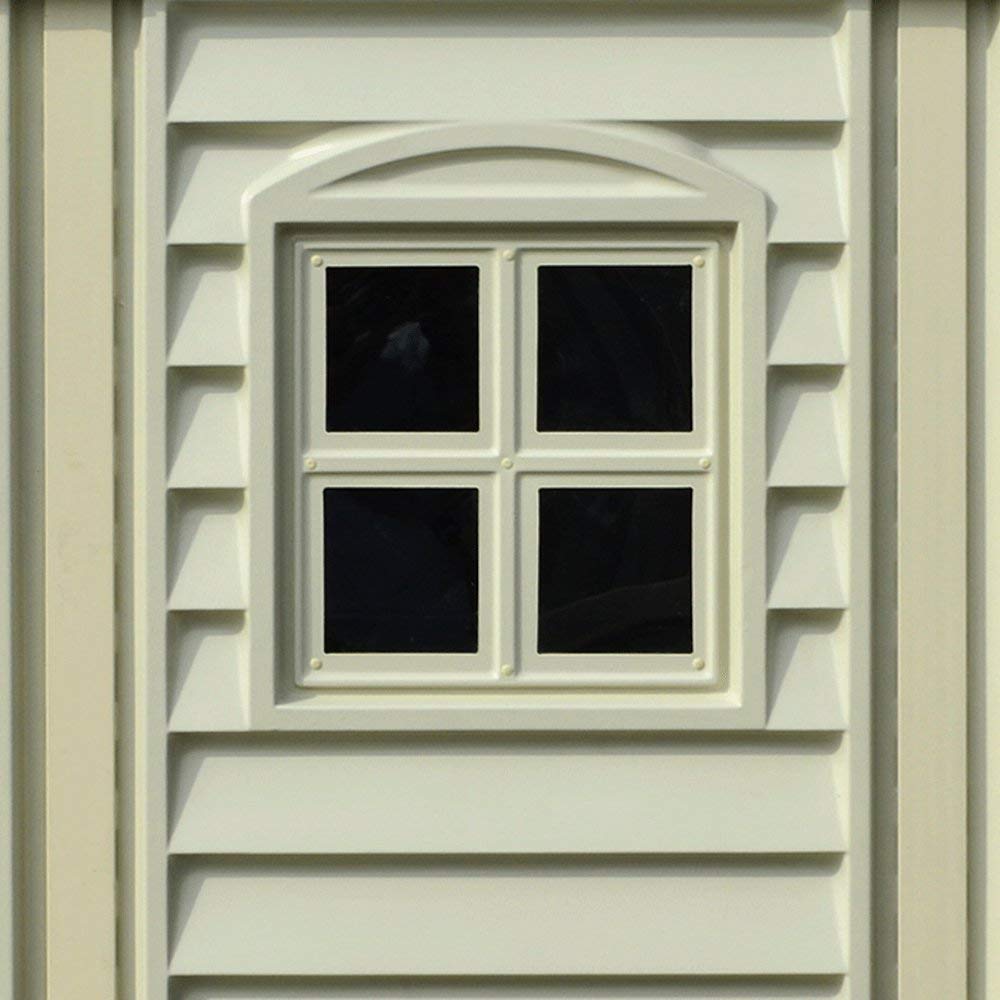 【Storage Shed】10x8 Feet V2 Wood Side Vinyl Shed - Ivory/Brown