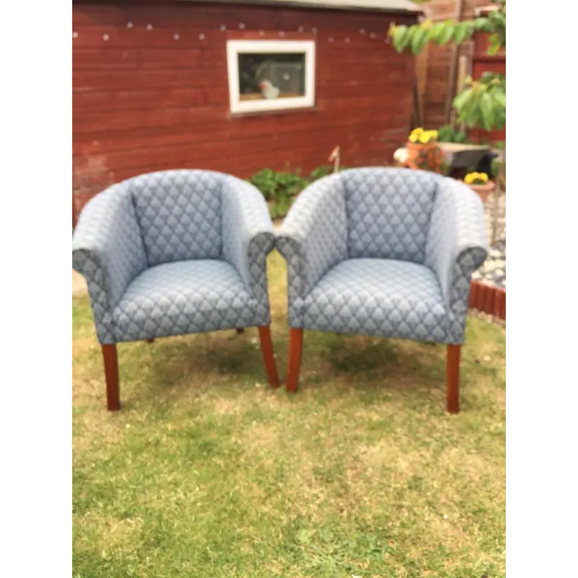 Two matching cup chairs. Delivery available.