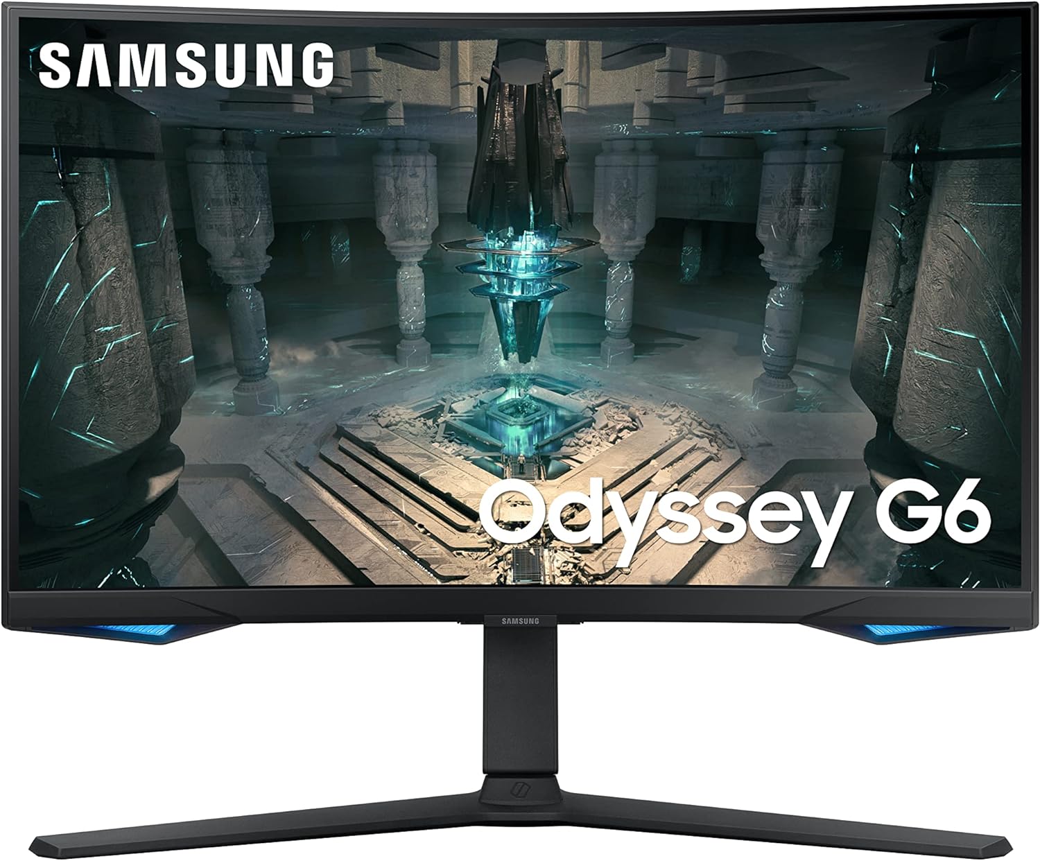 Samsung Odyssey G6 Curved Smart Gaming Monitor with Speaker - QHD 2560x1440, 240Hz, 1ms, Speaker, HDMI 2.1, Full Smart Platform, Freesync Premium Pro, Height Adjustment