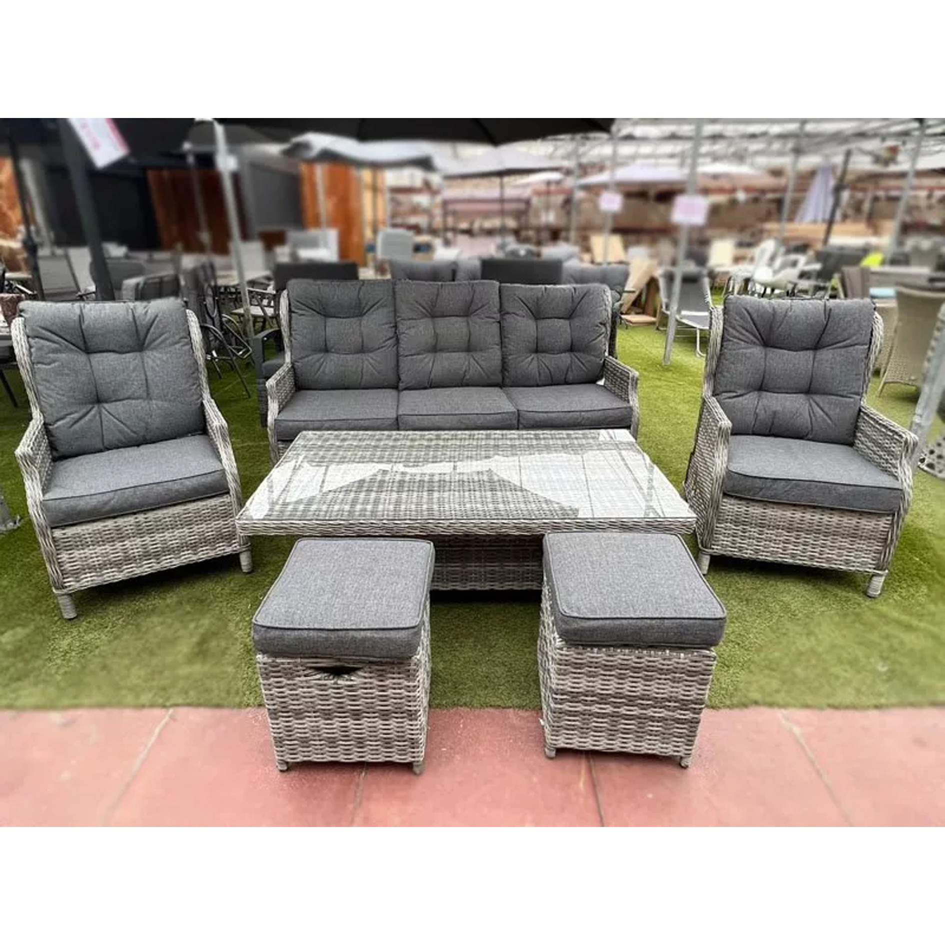 Sapcote Deluxe Reclining Lounge Set (Grey)