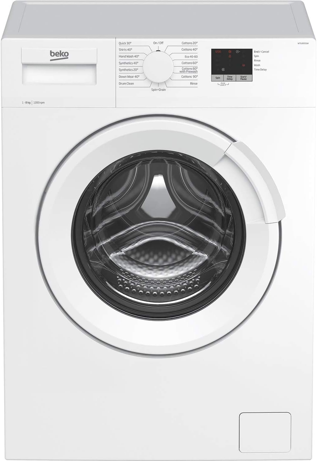 Beko WTL82051W Washing Machine | 8 kg Capacity 1200 rpm Spin Speed | C Rated Energy Class| White Colour, 28 Minute Quick Wash Technology | RecycledTub [Energy Class C]